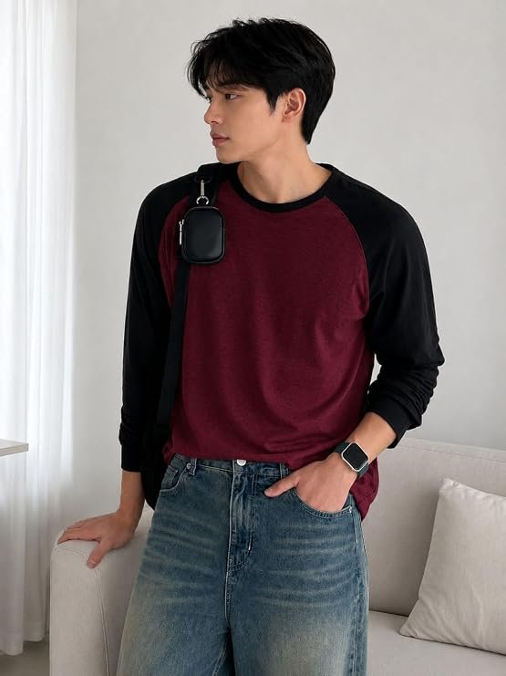 Colorblock Men Round Neck Multicolor T-Shirt