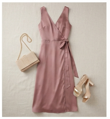 Lumina Satin Wrap Midi Dress