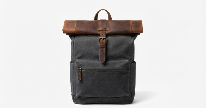 NomadCraft Vintage Leather Rolltop Travel Backpack