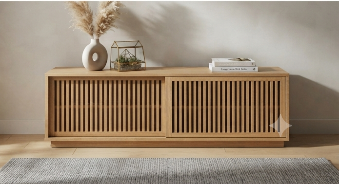 Havenly Slatted Wood Media Console