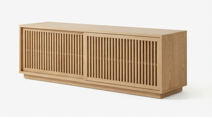 Havenly Slatted Wood Media Console